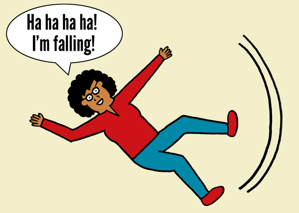blog.woman is falling and happy about it